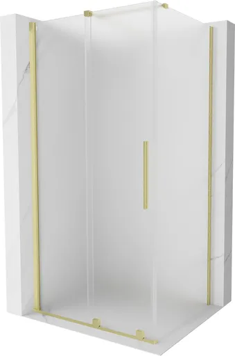 MEXEN/S - Velár sprchovací kút, posuvné dvere 110 x 80, dekor, zlato kartáčovaná 871-110-080-31-55