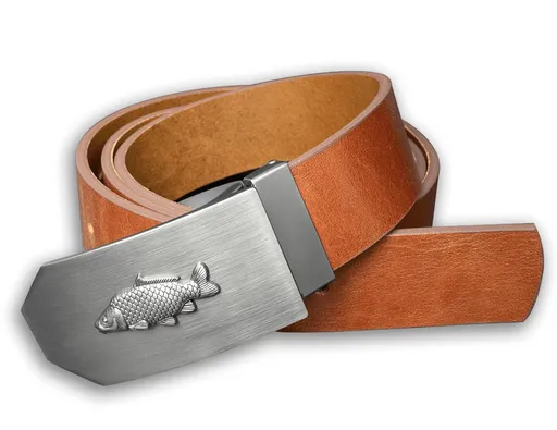 Kožený opasok 40 mm s kovovou prackou kapor - hnedý - dĺžka 100 cm (92,5 cm - 107,5 cm)