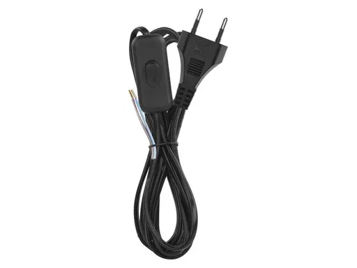 Emos Flexo šňůra PVC 2x0.75mm, 3m, černá s vypínačem
