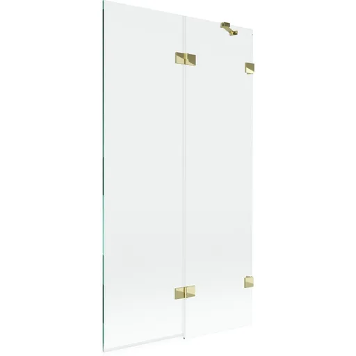 MEXEN/S - Lunar vaňová zástena 2-krídlová pravá 100 x 150, transparent, zlatá 897-100-100-50-00-P