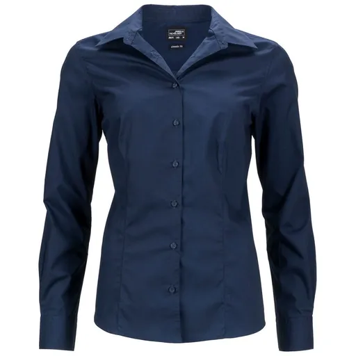 James & Nicholson (Daiber) Dámska košeľa s dlhým rukávom JN641 - Tmavomodrá | XS