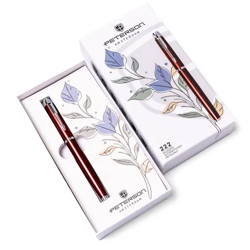 Kovové guľôčkové pero v červeno-striebornej farbe – Peterson