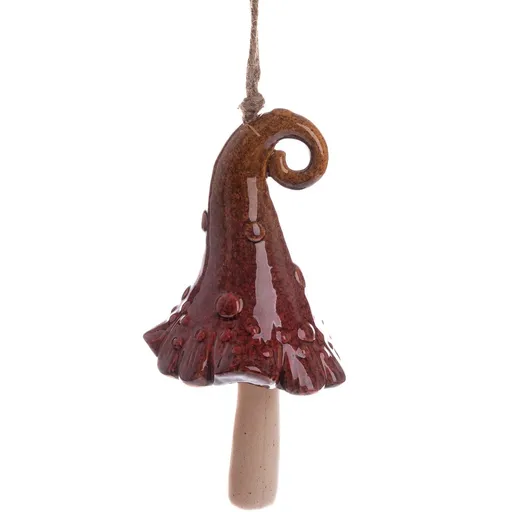 Keramický zvonček Klobúk červená, 38 x 9 cm