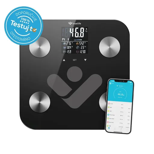 TrueLife FitScale W6 BT - Bioelektrická impedančná bluetooth váha - čierna