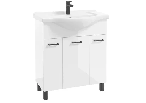 ArtDef Kúpeľnová skrinka NOVELTY White D75 s umývadlom Roberto 75 | 75 cm