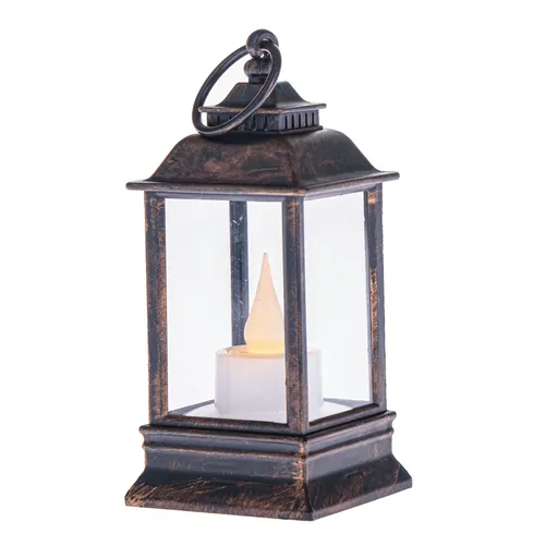 Lucerna s LED sviečkou Cremona bronzová, 6 x 13 cm