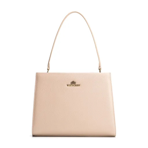 Kožená kabelka so šnúrkami béžový 100-4E-204-9