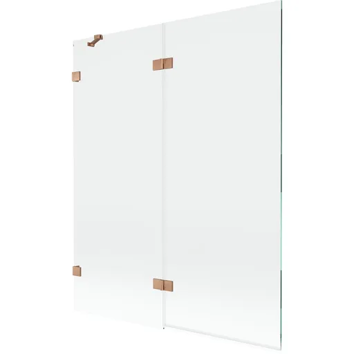 MEXEN/S - Lunar vaňová zástena 2-krídlová ľavá 140 x 150, transparent, meď kartáčovaná 897-140-100-65-00-L