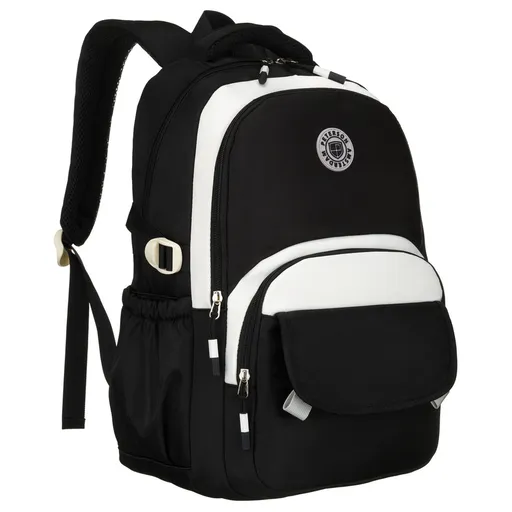 Čierny mládežnícky školský batoh z odolného polyesteru s priehradkou na notebook - Peterson