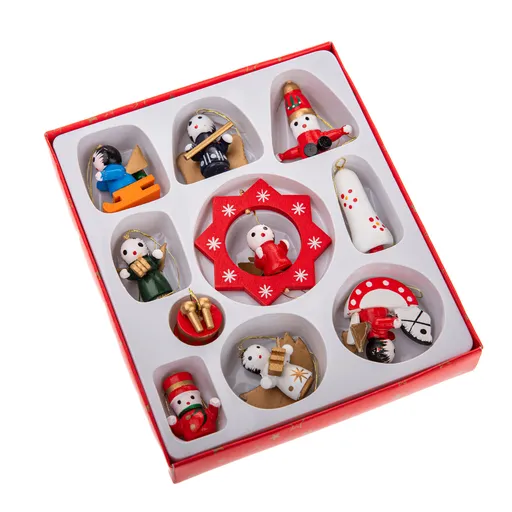 Drevené vianočné ozdoby Mix I, SET 10 KS