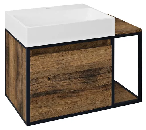 SAPHO - SKARA umývadlová skrinka 80x49,5x46,5cm, čierna mat/dub Collingwood CG003-1919