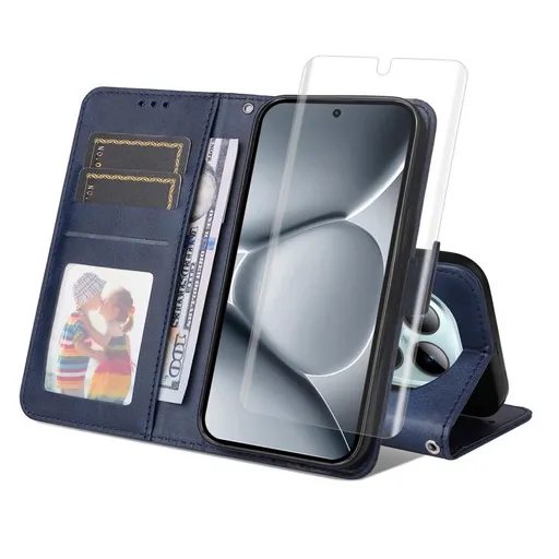ENKAY PREMIUM SET Peňaženkové puzdro a hydrogélová fólia Xiaomi Redmi Note 15 Pro+ 5G / POCO M8 Pro 5G modré