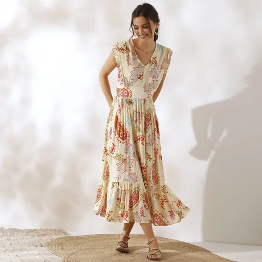 Dlhé šaty s potlačou, bez rukávov