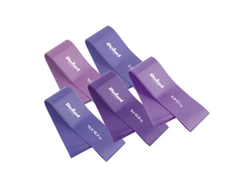 Guma posilňovacia REBEL Mini Band L 2,3-18,2kg 5ks mix purple