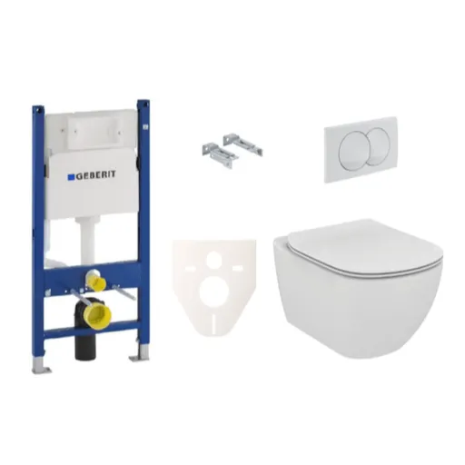 Závesný set WC TESI Ideal Standard + modul Geberit Duofix s tlačidlom Delta 20 biele SIKOGES5F0