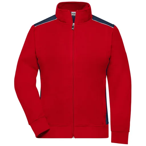 James & Nicholson (Daiber) Dámska mikina bez kapucne JN869 - Červená / tmavomodrá | 3XL