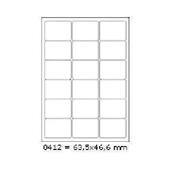 Samolepiace etikety 63,5 x 46,6 mm, 18 etikiet, A4, 100 listov