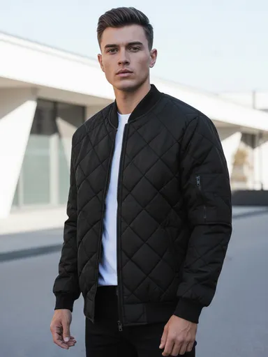 Čierna prešívaná pánska bunda (tx2215)