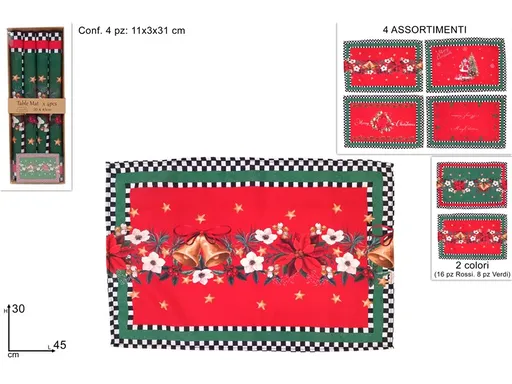 MAKRO - Prestieranie vianočné 34x45cm sada 4ks rôzne dekory