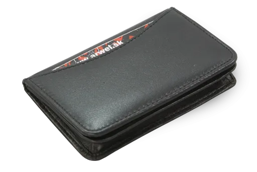 Čierny kožený vizitkár so zásobníkom 514-0004-60