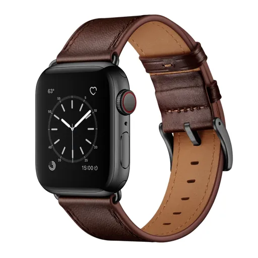 LEATHER Kožený remienok pre Apple Watch Ultra 1 / 2 / 3 (49mm) / 9 / 8 / 7 (45mm) / 6 / SE / 5 / 4 (44mm) / 3 / 2 / 1 (42mm) tmavohnedý