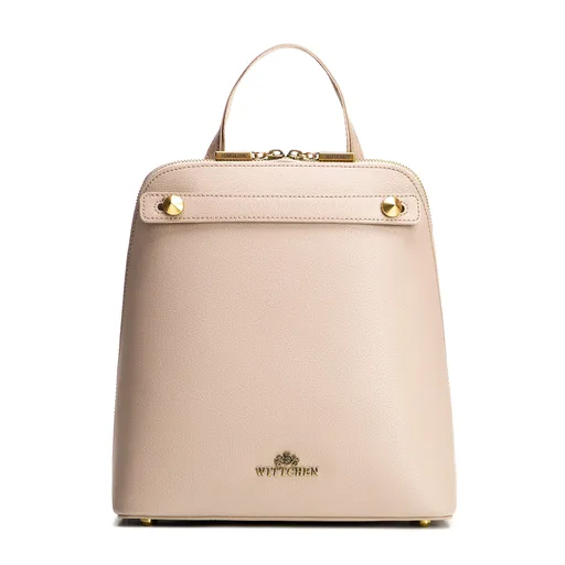 Dámsky trapezový batoh z kože béžový 100-4E-600-9