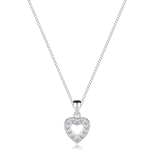 Náhrdelník zo striebra 925, zirkónový obrys srdca a ligotavá retiazka