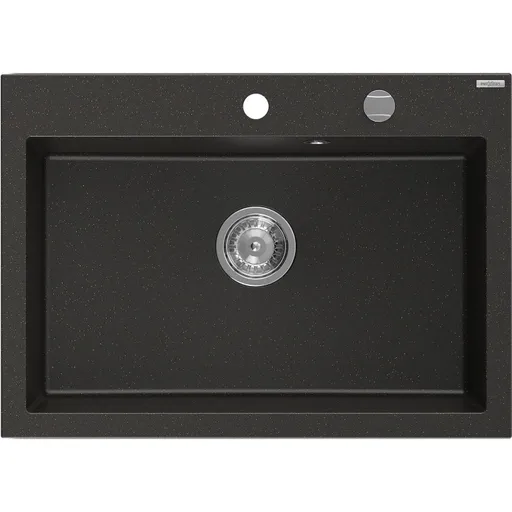 MEXEN MEXEN - Elix granitový drez 1-miska 700 x 500 mm, čierna/zlatá metalik, sifón chróm 6526701005-75