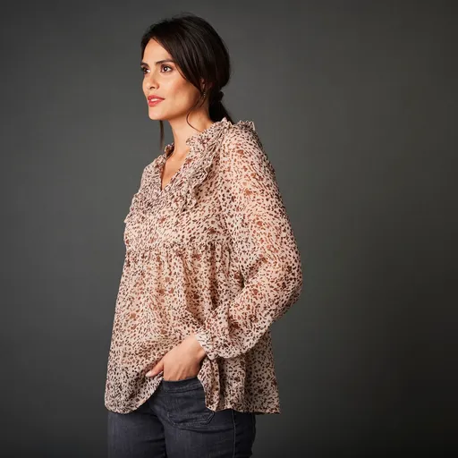 Tunika s potlačou a volánmi