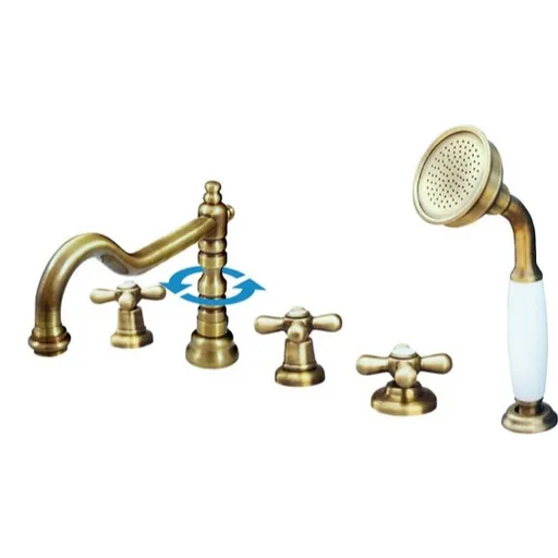 Vaňová batéria RAV Slezák MORAVA so sprchovacím setom stará mosadz MK164.5PSM