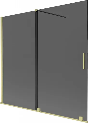 MEXEN/S - Velar dvojkrídlová posuvná vaňová zástena 170 x 150, grafit, zlatá kartáčovaná 896-170-000-41-55