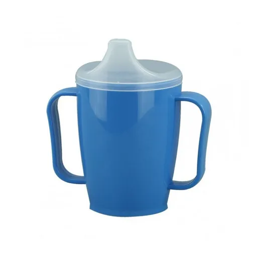 MODOM Hrnček s náustkom s dvoma viečkami 250 ml modrý