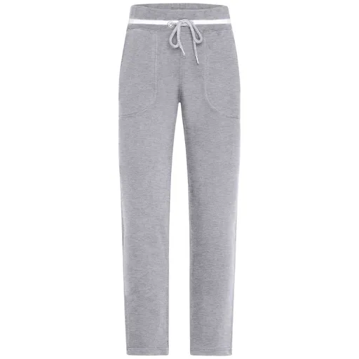 James & Nicholson (Daiber) Dámske tepláky s kontrastným pruhom JN779 - Šedý melír / biela | L