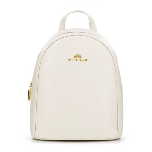 Kožený dámsky batoh s oblým tvarom krémový 100-4E-609-0