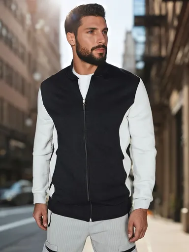 Pánska mikina so zipsom pri golieri, čierna Dstreet BX5909