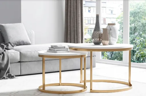 ArtSft Sada konferenčných stolíkov ANIA II | zlatá podstava