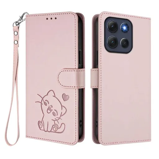 ART CAT Peňaženkový obal s remienkom pre Motorola Moto G86 Power 5G ružový