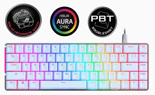 ASUS klávesnica ROG FALCHION ACE Moonlight White, mechanická, USB, US, biela