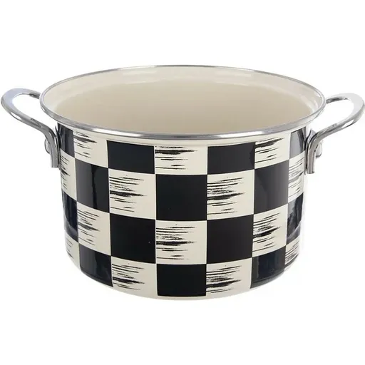 Hrniec smalt ŠACHOVNICA Lem 3 l , pr. 20 cm