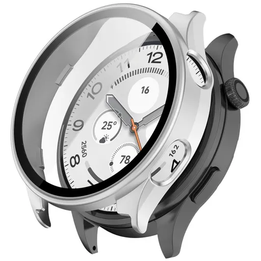 PC FULL COVER Plastový kryt so sklom pre Xiaomi Watch 5 strieborný