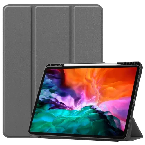 LEATHER Zaklápací obal Apple iPad Pro 12.9 2022 / 2021 šedý