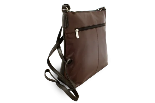 Hnedo-čierna kožená zipsová kabelka 212-3015-60/40