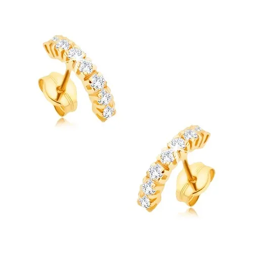 Zlaté 9K náušnice s oblúkovým dizajnom a čírymi zirkónmi