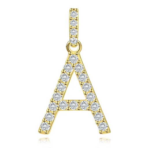 Prívesok z 9K žltého zlata s písmenom A a zirkónmi