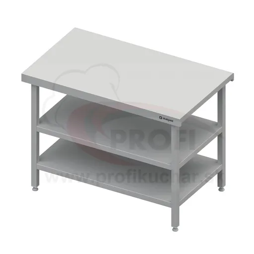 Neutrálný výdajný stôl s dvoma policami - 1300x710x880mm, bez obkladu