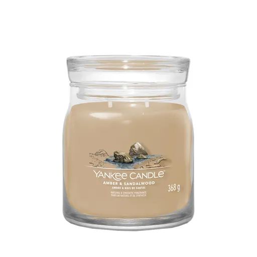 YANKEE CANDLE Signature Vonná sviečka stredná 2 knôty Amber & Sandalwood 368 g