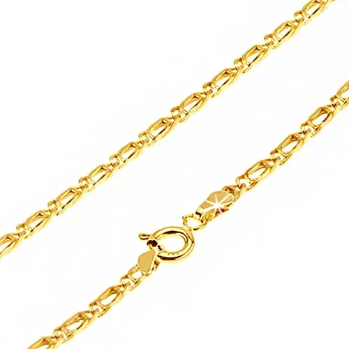 Zlatá retiazka 585 - dve ohnuté prekrývajúce sa očká, vysoký lesk, 500 mm