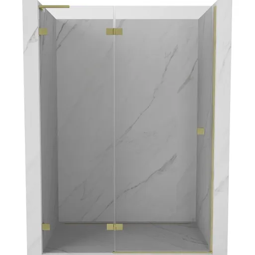 MEXEN/S - Lunar L sprchové dvere krídlové ľavé 140, transparent, zlatá kartáčovaná 834L-140-000-55-00-L