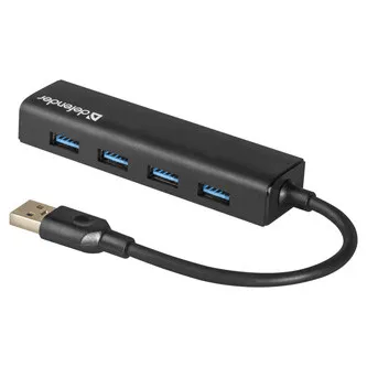 USB (3.0) HUB 4-port, Quadro Express, černý, Defender, kompakt.