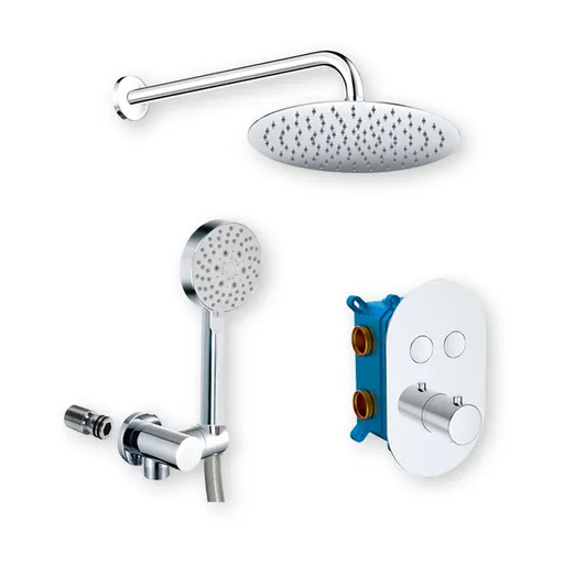 Mereo Sprchová sada s termostatickou podomietkovou tlačidlovou batériou - 2-cestná - oválny kryt CB60106TB3